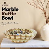Marble Ruffle Bowl – Scalloped Decorative Bowl for Keys, Fruit, Candy & Tabletop Display