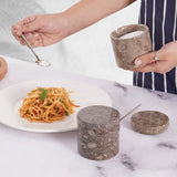 Marble Salt Cellar With Lid and Spoon 3 Stone Seasoning Containers For Countertop
