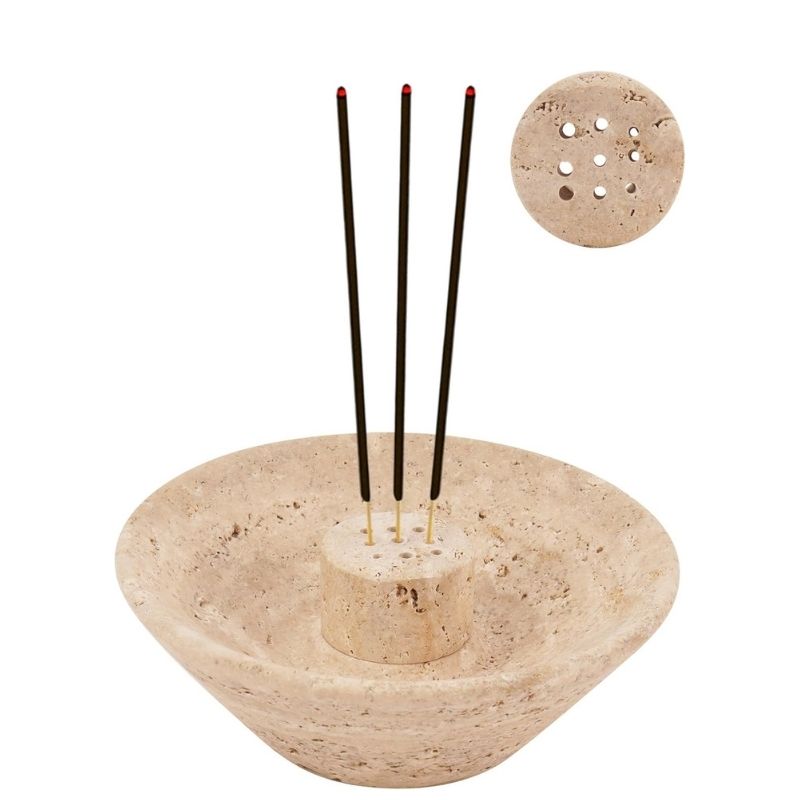 Travertine Incense Stick Holder - Palo Santo Holder, Incense Holder Stone,