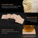 Travertine Square Coasters for Coffee Mug & Home Décor -Coasters Set of 6 for Bar Décor