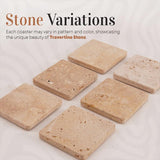 Travertine Square Coasters for Coffee Mug & Home Décor -Coasters Set of 6 for Bar Décor
