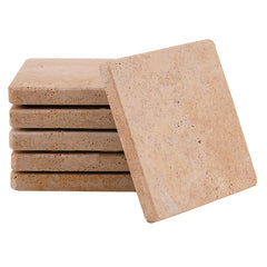 Travertine Square Coasters for Coffee Mug & Home Décor -Coasters Set of 6 for Bar Décor