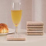 Travertine Square Coasters for Coffee Mug & Home Décor -Coasters Set of 6 for Bar Décor