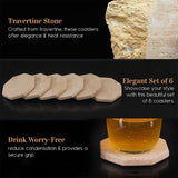 Travertine Star Coasters for Drinks & Coffee Table Décor - Coasters Set of 6 for Home & Kitchen