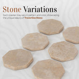 Travertine Star Coasters for Drinks & Coffee Table Décor - Coasters Set of 6 for Home & Kitchen