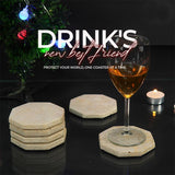 Travertine Star Coasters for Drinks & Coffee Table Décor - Coasters Set of 6 for Home & Kitchen