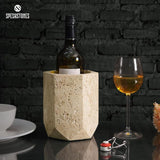 Travertine Marble Wine Bottle Holder & Cooler – Tabletop Stand for Wine Bottles