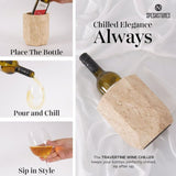 Travertine Marble Wine Bottle Holder & Cooler – Tabletop Stand for Wine Bottles