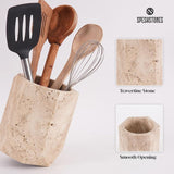 Travertine Utensil Holder For Home & Kitchen Accessories - Cutlery Holders Countertop Organizer