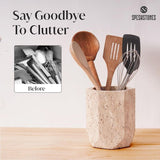 Travertine Utensil Holder For Home & Kitchen Accessories - Cutlery Holders Countertop Organizer