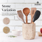 Travertine Utensil Holder For Home & Kitchen Accessories - Cutlery Holders Countertop Organizer