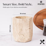 Travertine Utensil Holder For Home & Kitchen Accessories - Cutlery Holders Countertop Organizer
