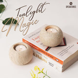 Marble Tealight Candle Holder Set of 2 — Decorative Centerpiece Candle Holder in 3 Sizes & 6 Stone Colors
