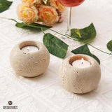 Marble Tealight Candle Holder Set of 2 — Decorative Centerpiece Candle Holder in 3 Sizes & 6 Stone Colors