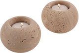 Marble Tealight Candle Holder Set of 2 — Decorative Centerpiece Candle Holder in 3 Sizes & 6 Stone Colors