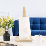 Travertine Marble Paper Towel Holder – Freestanding Natural Stone Roll Stand for Kitchen & Bathroom