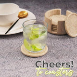 Travertine Round Coasters Set of 6 for Home & Kitchen -  Coaster Holder Home Décor