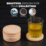 Travertine Round Coasters Set of 6 for Kitchen Home - Coasters for Coffee Table Bar