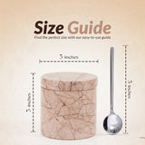 Marble Salt Cellar With Lid And Spoon For Kitchen Dining Table  - Home Décor