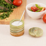 Marble Salt Cellar With Lid And Spoon For Kitchen Dining Table  - Home Décor