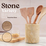 Travertine Utensil Holder For Home & Kitchen Accessories - Cutlery Holders Countertop Organizer