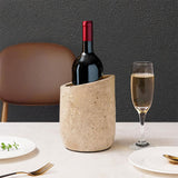 Travertine Marble Wine Bottle Holder & Cooler – Tabletop Stand for Wine Chiller