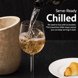 Travertine Marble Wine Bottle Holder & Cooler – Tabletop Stand for Wine Chiller