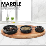Marble Bowls Set of 3 Small Decorative Mixing Plates and Bowl for Dark Soy Sauce Serving, Storage & Kitchen Essentials - Stone Dishes Sets for Dining Table Decor