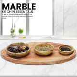 Marble Bowls Set of 3 Small Decorative Mixing Plates and Bowl for Dark Soy Sauce Serving, Storage & Kitchen Essentials - Stone Dishes Sets for Dining Table Decor