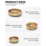 Marble Bowls Set of 3 Small Decorative Mixing Plates and Bowl for Dark Soy Sauce Serving, Storage & Kitchen Essentials - Stone Dishes Sets for Dining Table Decor