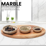 Marble Bowls Set of 3 Small Decorative Mixing Plates and Bowl for Dark Soy Sauce Serving, Storage & Kitchen Essentials - Stone Dishes Sets for Dining Table Decor