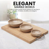 Marble Bowls Set of 3 Small Decorative Mixing Plates and Bowl for Dark Soy Sauce Serving, Storage & Kitchen Essentials - Stone Dishes Sets for Dining Table Decor