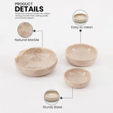 Marble Bowls Set of 3 Small Decorative Mixing Plates and Bowl for Dark Soy Sauce Serving, Storage & Kitchen Essentials - Stone Dishes Sets for Dining Table Decor