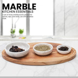 Marble Bowls Set of 3 Small Decorative Mixing Plates and Bowl for Dark Soy Sauce Serving, Storage & Kitchen Essentials - Stone Dishes Sets for Dining Table Decor