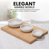 Marble Bowls Set of 3 Small Decorative Mixing Plates and Bowl for Dark Soy Sauce Serving, Storage & Kitchen Essentials - Stone Dishes Sets for Dining Table Decor