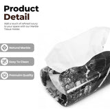 Marble Tissue Box Cover  Rectangle Stone Holder for Facial Tissues and Paper Napkin - Decorative Countertop Organizer for Bathroom, Office, Aesthetic Room & Home Decor