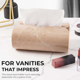Marble Tissue Box Cover  Rectangle Stone Holder for Facial Tissues and Paper Napkin - Decorative Countertop Organizer for Bathroom, Office, Aesthetic Room & Home Decor