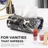 Marble Tissue Box Cover  Rectangle Stone Holder for Facial Tissues and Paper Napkin - Decorative Countertop Organizer for Bathroom, Office, Aesthetic Room & Home Decor