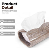 Marble Tissue Box Cover  Rectangle Stone Holder for Facial Tissues and Paper Napkin - Decorative Countertop Organizer for Bathroom, Office, Aesthetic Room & Home Decor