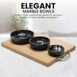 Marble Bowls Set of 3 Small Decorative Mixing Plates and Bowl for Dark Soy Sauce Serving, Storage & Kitchen Essentials - Stone Dishes Sets for Dining Table Decor