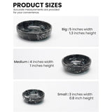 Marble Bowls Set of 3 Small Decorative Mixing Plates and Bowl for Dark Soy Sauce Serving, Storage & Kitchen Essentials - Stone Dishes Sets for Dining Table Decor