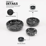 Marble Bowls Set of 3 Small Decorative Mixing Plates and Bowl for Dark Soy Sauce Serving, Storage & Kitchen Essentials - Stone Dishes Sets for Dining Table Decor