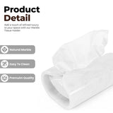 Marble Tissue Box Cover  Rectangle Stone Holder for Facial Tissues and Paper Napkin - Decorative Countertop Organizer for Bathroom, Office, Aesthetic Room & Home Decor