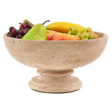 Travertine fruit dish made of natural marble stone for kitchen and dining with white background