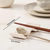 Size guide showing beige marble chopstick rests — 3.5 inch length and 0.6 inch width — natural stone chopstick holder and knife rest set of 2 by Speshstones