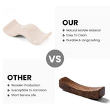 Beige marble chopstick rests vs wood chopstick rests comparison — natural marble material is easy to clean and durable while wood is susceptible to corrosion and has short service life — stone chopstick holder by Speshstones