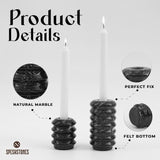 Close-up of Black Marble Candle Holder – Natural Stone Grain and Craftsmanship Details