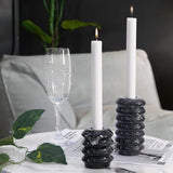Set of Black Marble Candle Holders for Wedding or Party Table Decor