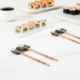Black marble chopstick rests in formal dinner party place setting — natural stone chopstick holder and knife rest for entertaining and hosting by Speshstones