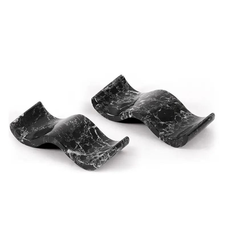 Black marble chopstick rests set of 2 — natural stone chopstick holder and knife rest for dining table — 3.5 inch length by Speshstones